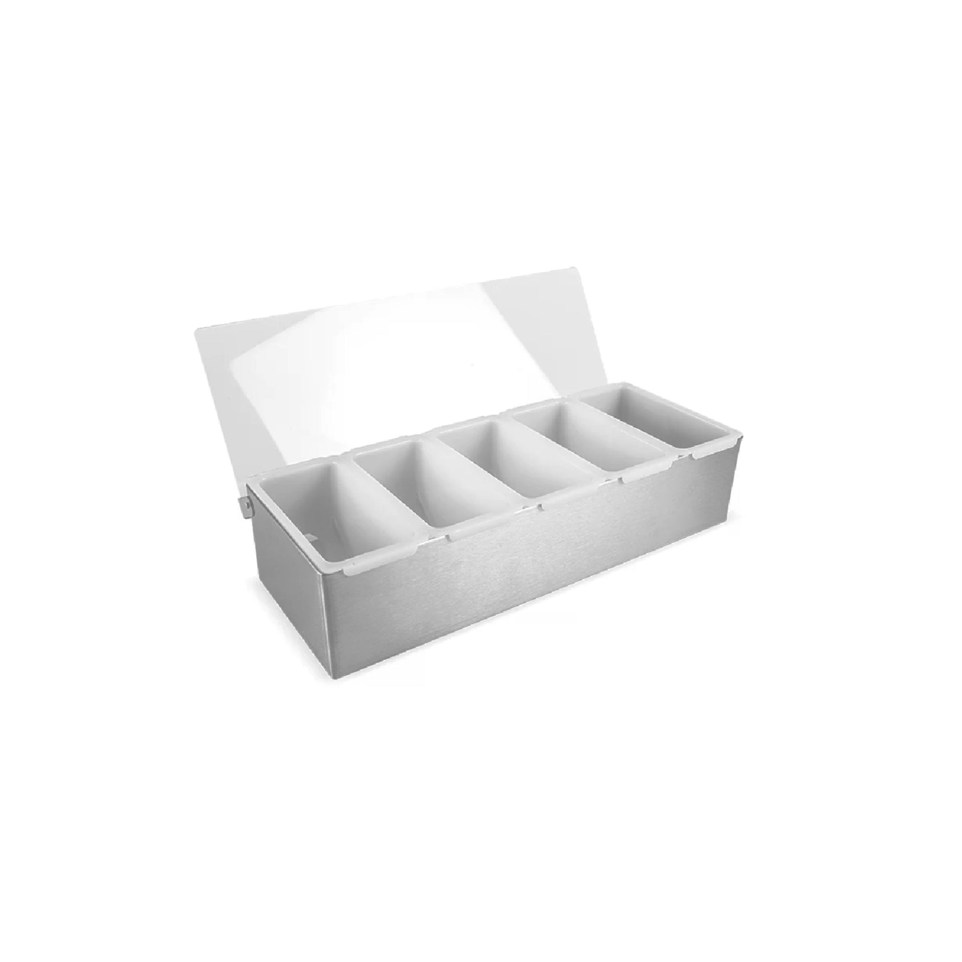 CAJA PARA CONDIMENTOS 5 COMPARTIMIENTOS ACERO INOXIDABLE