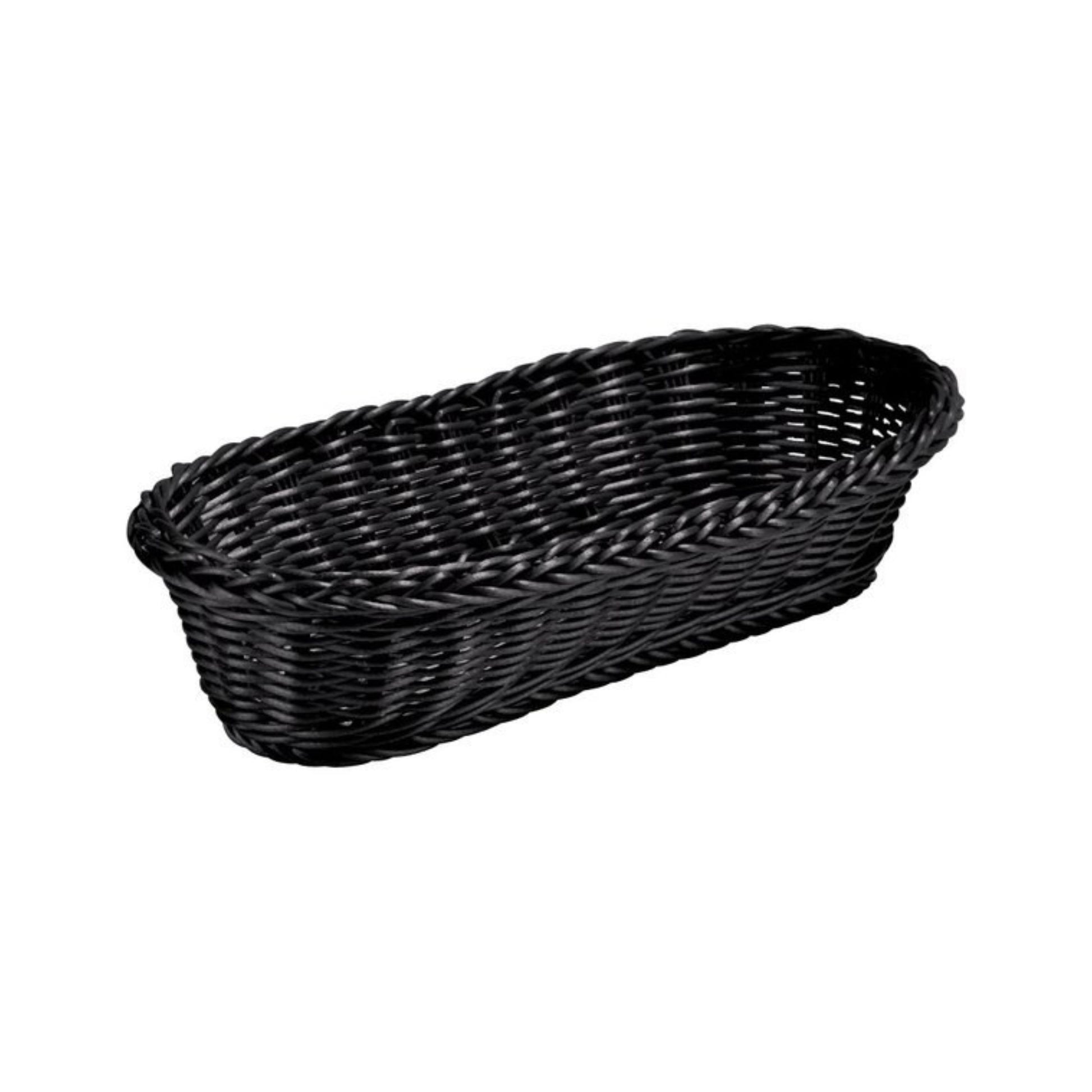 CESTA TEJIDA OVAL LARGA, NEGRO (9.2" X 4.9" X 3.2")