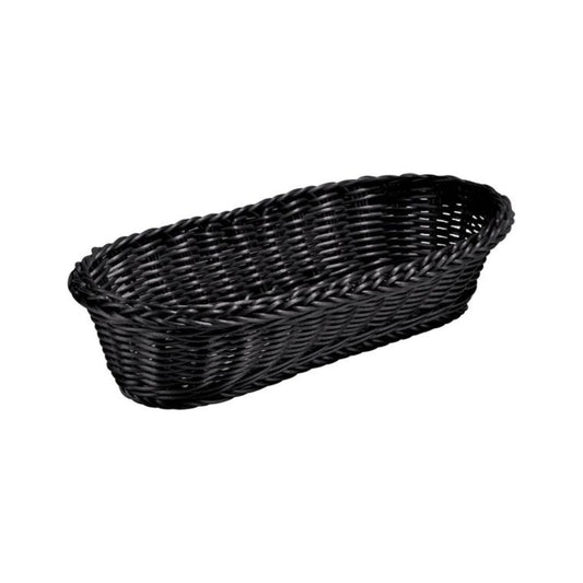 CESTA TEJIDA OVAL LARGA, NEGRO (9.2" X 4.9" X 3.2")