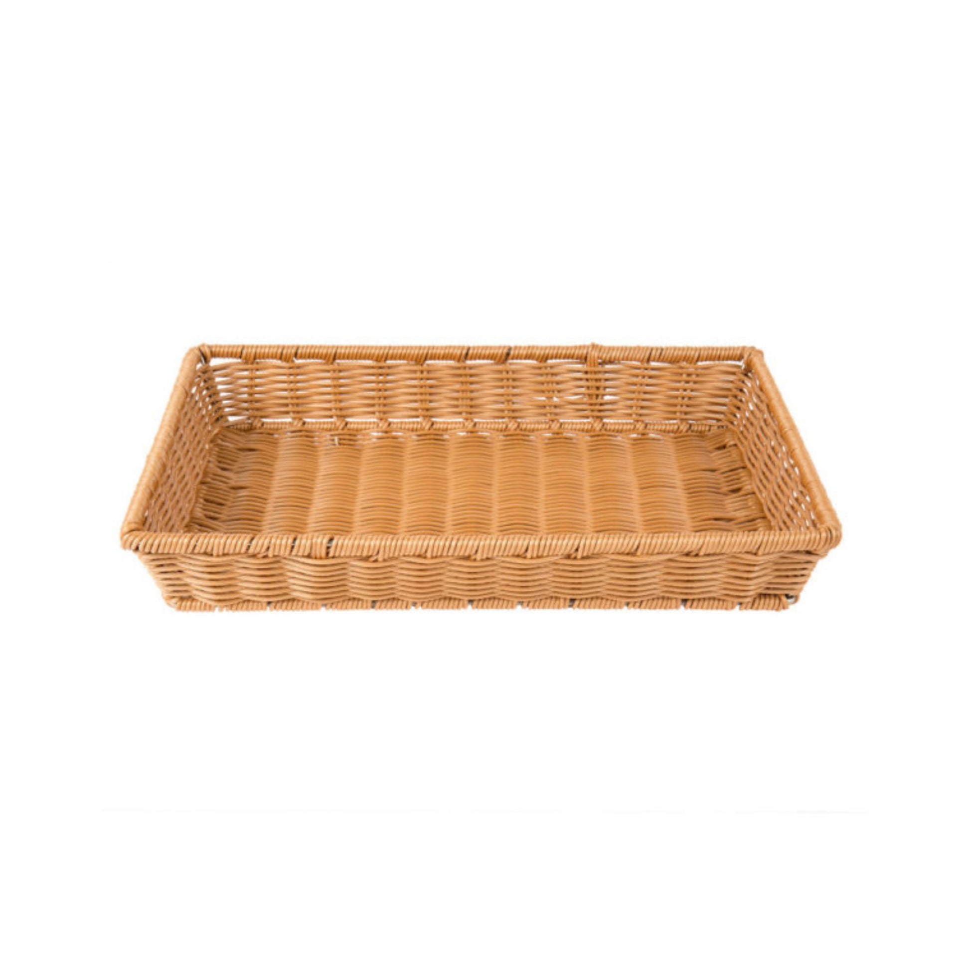CESTA TEJIDA RECTANGULAR, BEIGE (12.2" X 8.6" X 3.7")
