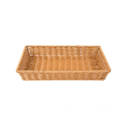 CESTA TEJIDA RECTANGULAR, BEIGE (12.2" X 8.6" X 3.7")