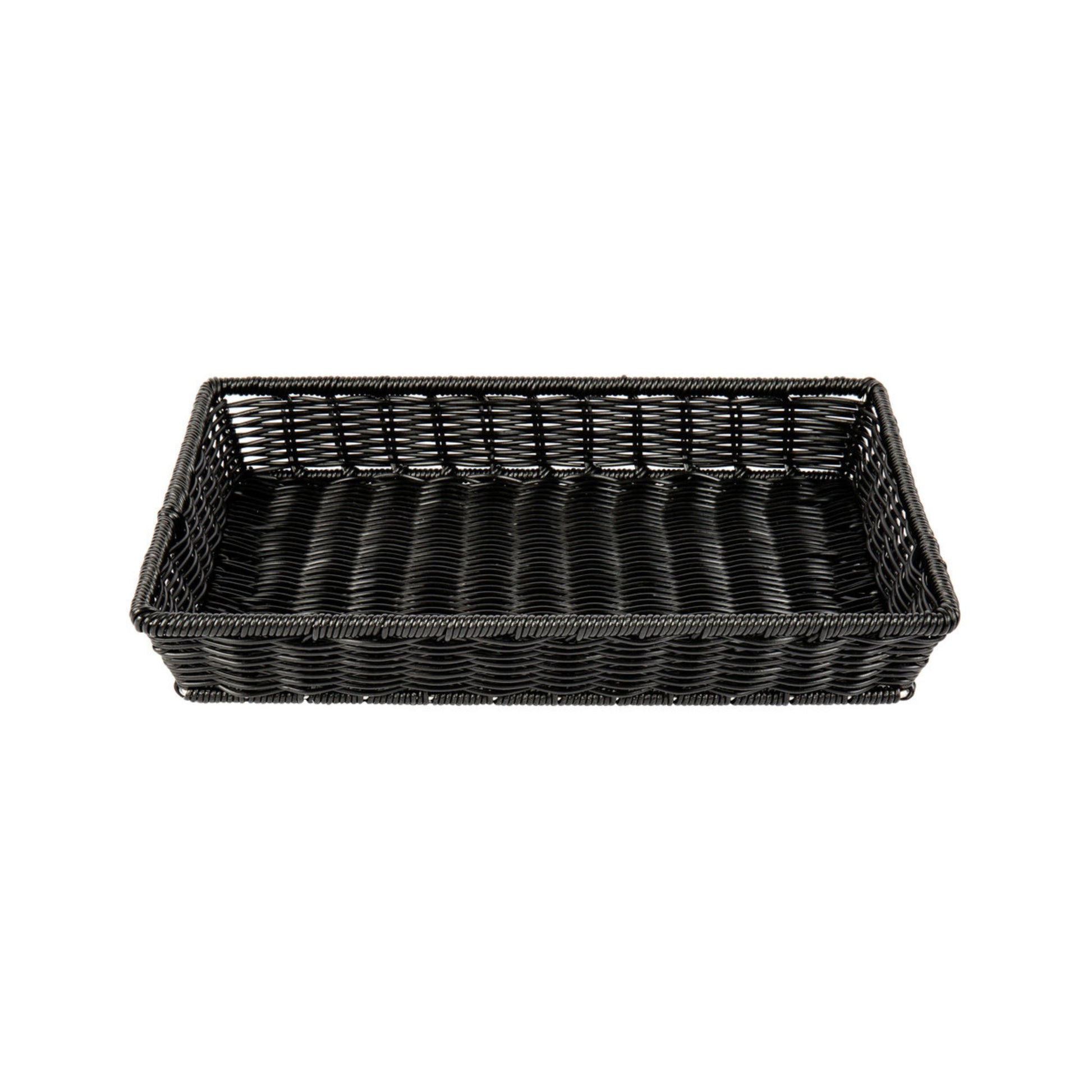 CESTA TEJIDA RECTANGULAR, NEGRO (12.2" X 8.6" X 3.7")