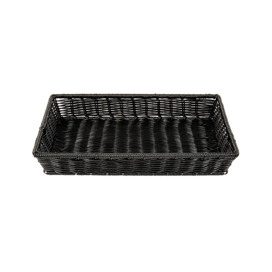 CESTA TEJIDA RECTANGULAR, NEGRO (12.2" X 8.6" X 3.7")