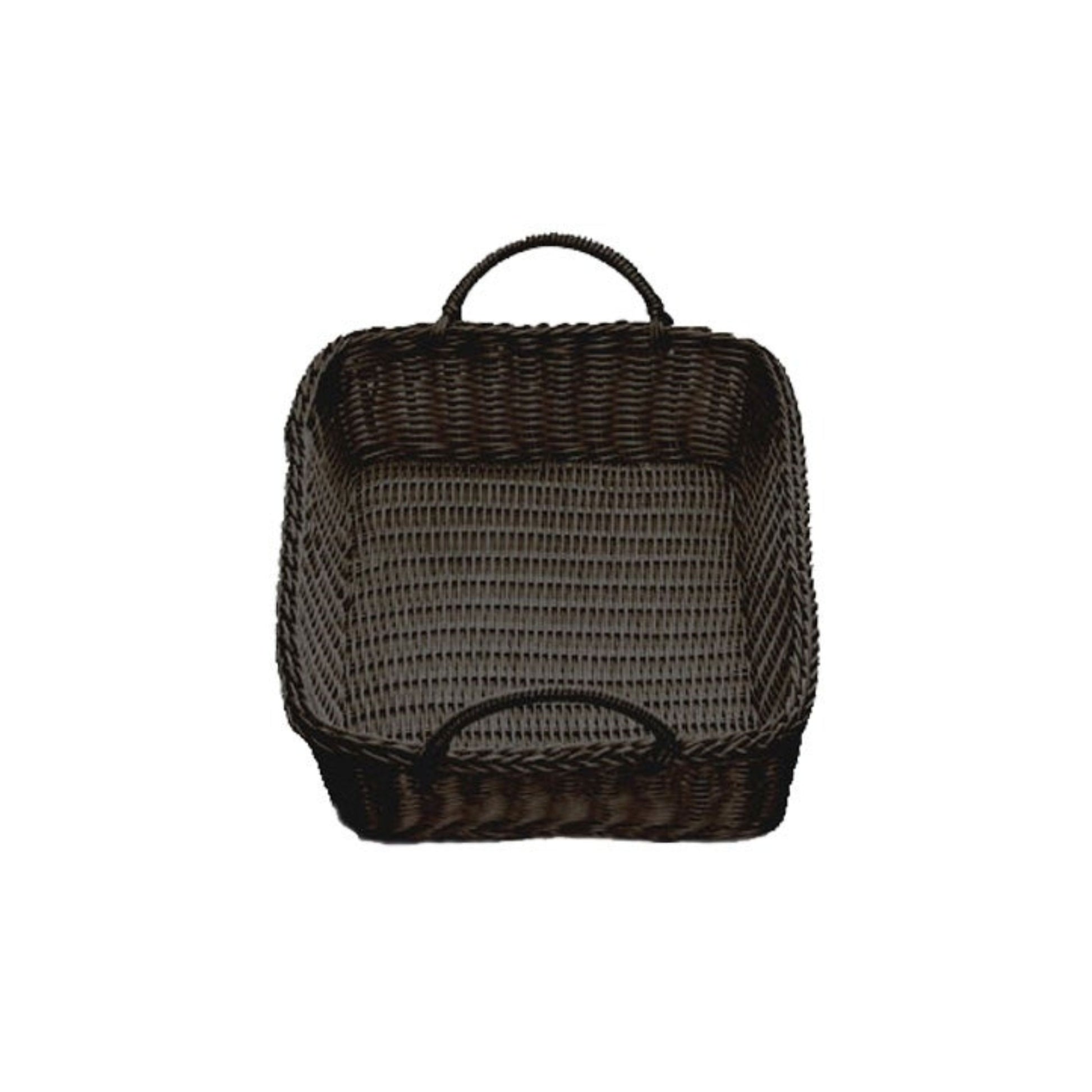 CESTA TEJIDA RECTANGULAR, CAFÉ (19" X 14" X 4") CON OREJA