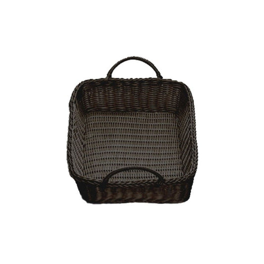 CESTA TEJIDA RECTANGULAR, CAFÉ (19" X 14" X 4") CON OREJA