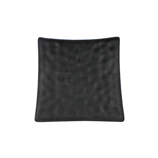 PLATO CUADRADO 22 CM MELAMINA NEGRO CORRUGADO