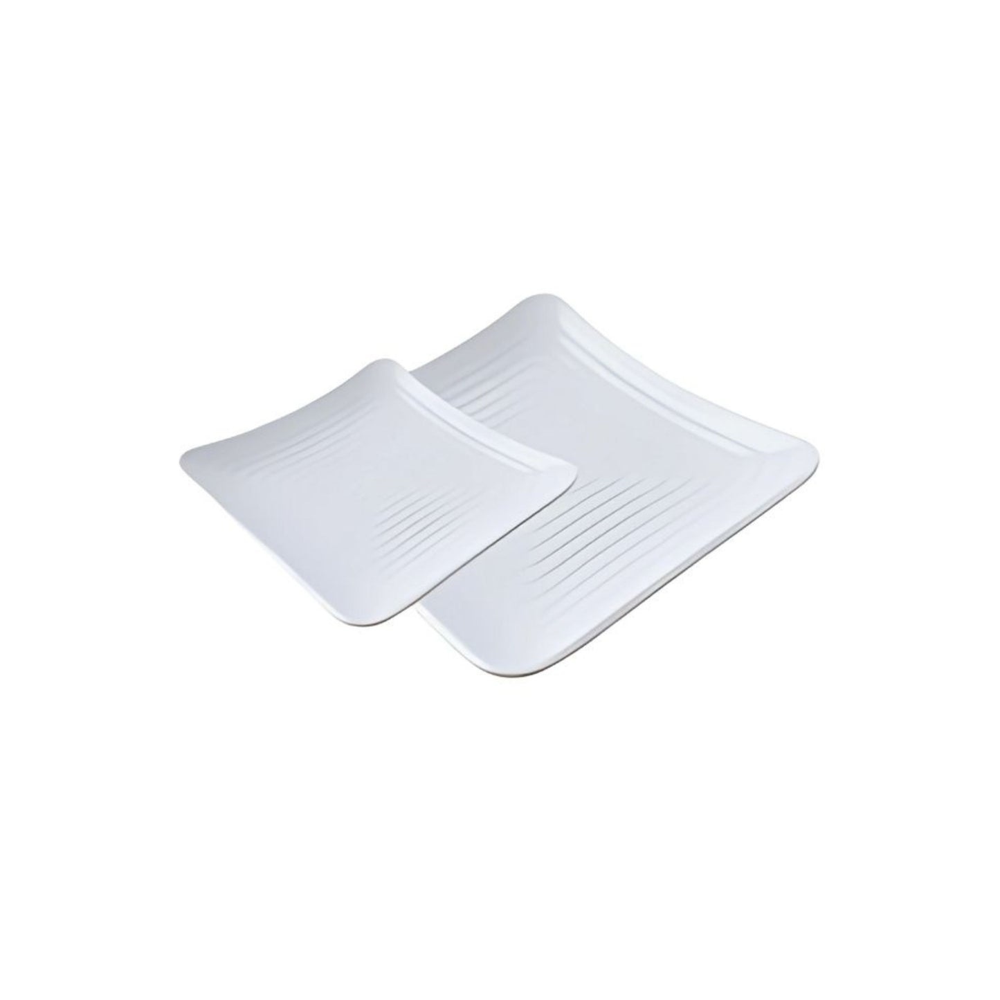 PLATO SQUARE CON RELIEVE 19 CM DE MELAMINA BLANCA
