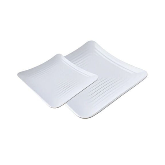 PLATO SQUARE CON RELIEVE 27 CM DE MELAMINA BLANCA