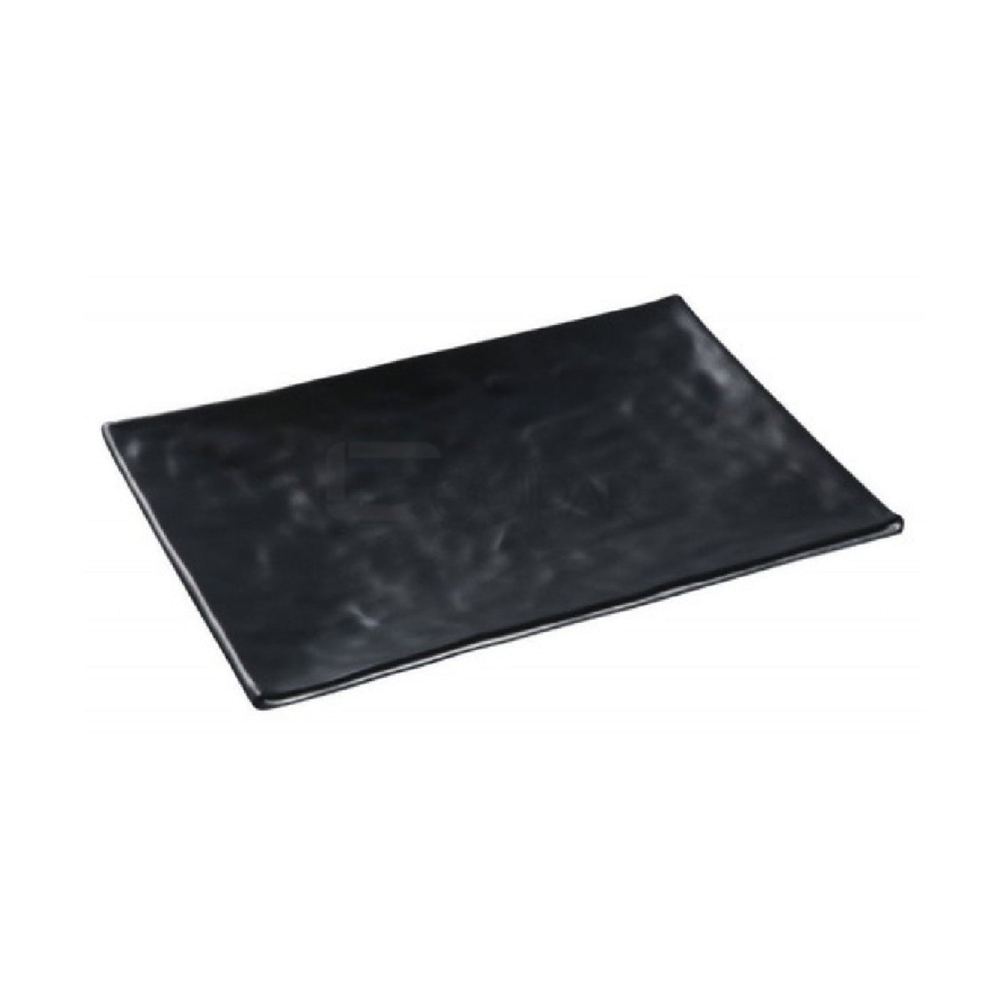 PLATO RECTANGULAR 25 CM MELAMINA NEGRO CORRUGADO