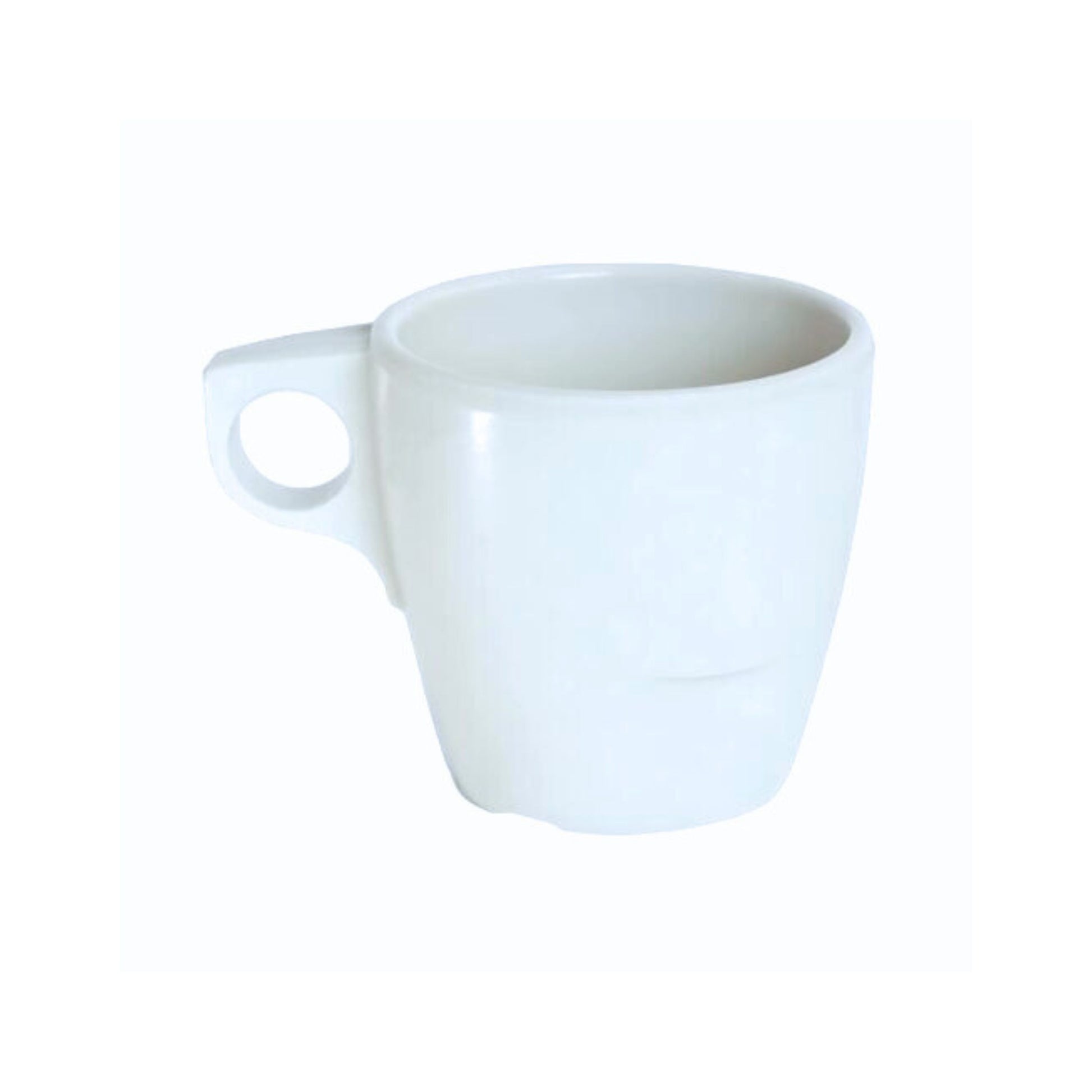 TAZA ESTIBABLE MELAMINA 227 ML (8 CM X 7.5 CM), BLANCA
