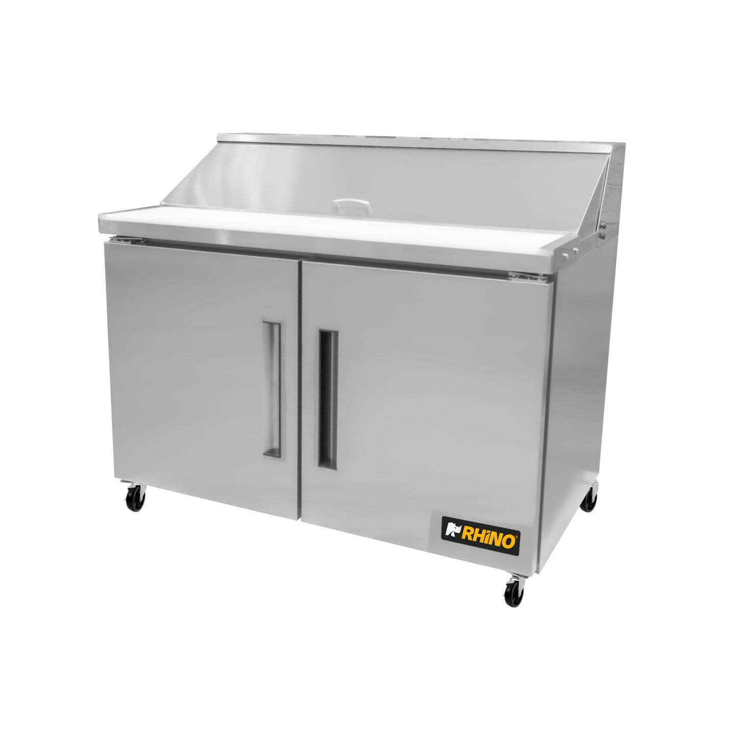 MESA REFRIGERADA PREPARACIÓN 13.3PIES, GAS R290, TABLA CORTE NSF, TIRO FORZADO, DOBLE PARRILLA, ACERO INOXIDABLE MODELO MERSAL-48