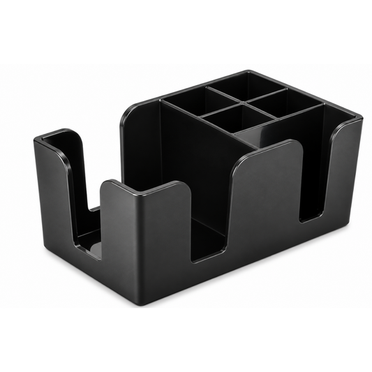 ORGANIZADOR PARA MESA CON 6 COMPARTIMIENTOS, COLOR NEGRO, 14 X 24 CM. MODELO ORME-6