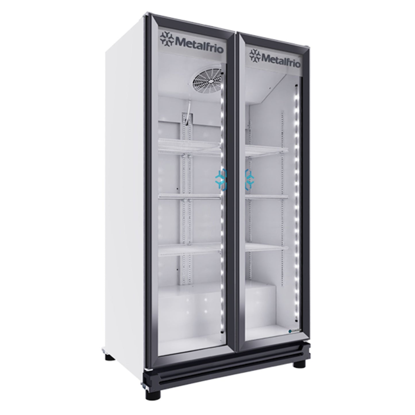 REFRIGERADOR VERTICAL CON CAPACIDAD DE 20 PIES³ (0.566 m³) CON 2 PUERTAS DE CRISTAL, 6 PARRILLAS MODELO RB550