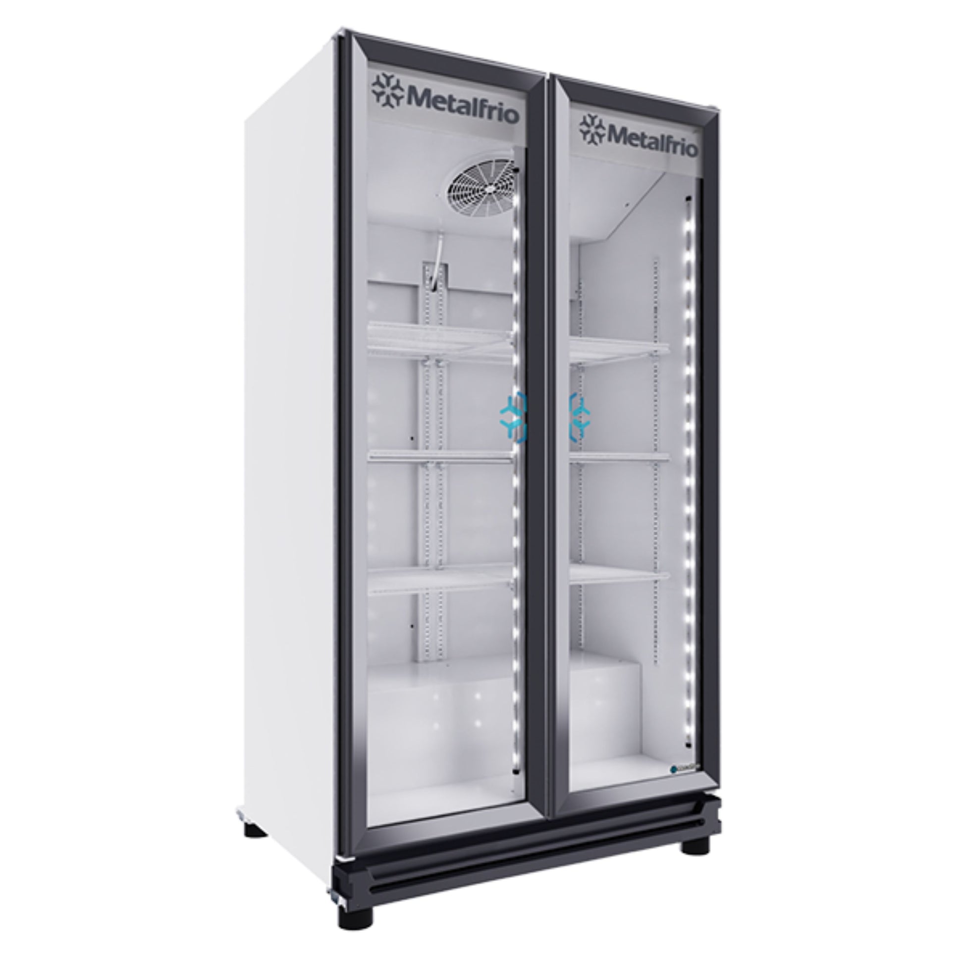 REFRIGERADOR VERTICAL CON CAPACIDAD DE 20 PIES³ (0.566 m³) CON 2 PUERTAS DE CRISTAL, 6 PARRILLAS MODELO RB550