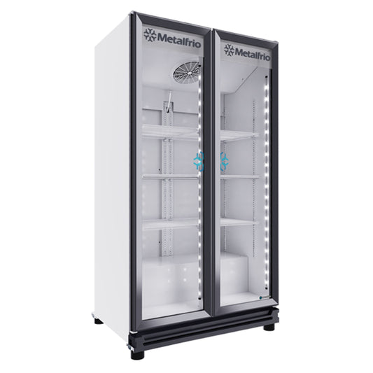 REFRIGERADOR VERTICAL CON CAPACIDAD DE 20 PIES³ (0.566 m³) CON 2 PUERTAS DE CRISTAL, 6 PARRILLAS MODELO RB550