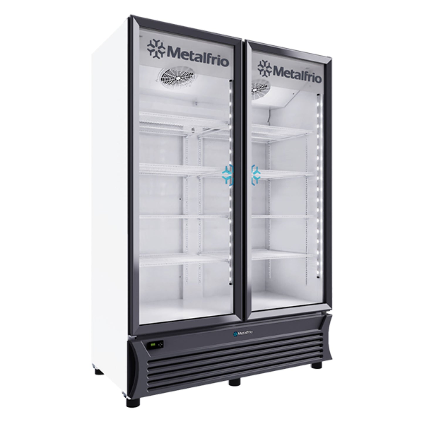 REFRIGERADOR VERTICAL CON CAPACIDAD DE 42.2 PIES³ (1.195 m³) CON 2 PUERTAS DE CRISTAL, 8 PARRILLAS MODELO RB800