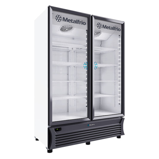 REFRIGERADOR VERTICAL CON CAPACIDAD DE 42.2 PIES³ (1.195 m³) CON 2 PUERTAS DE CRISTAL, 8 PARRILLAS MODELO RB800