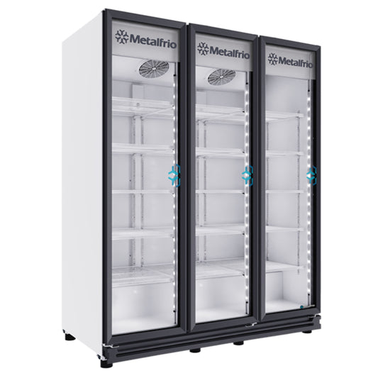 REFRIGERADOR VERTICAL CON CAPACIDAD DE 42.2 PIES³ (1.195 m³) CON 3 PUERTAS DE CRISTAL, 15 PARRILLAS MODELO RB900