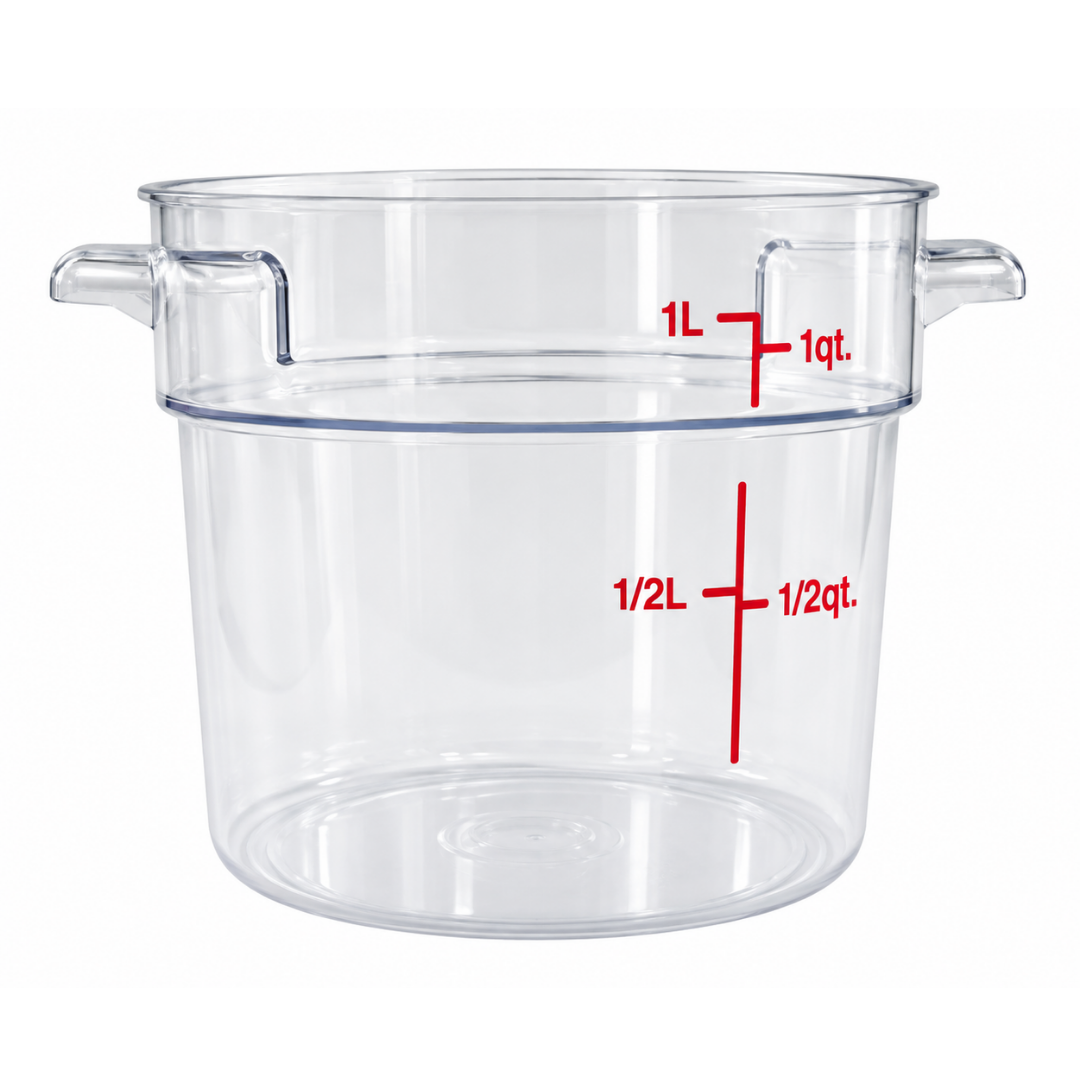 RECIPIENTE DE POLICARBONATO GRADUADO REDONDO, CAPACIDAD DE 1 QT. MODELO REPORE-1