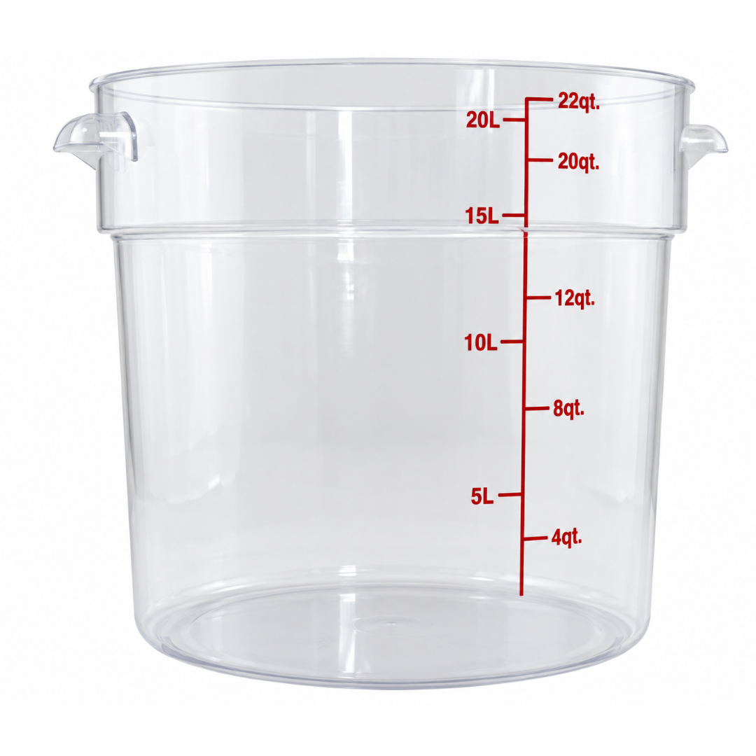 RECIPIENTE DE POLICARBONATO GRADADUADO REDONDO, CAPACIDAD DE 18 QT. MODELO REPORE-18