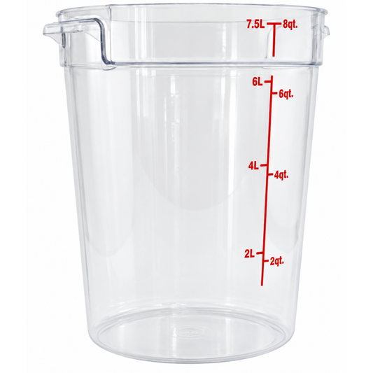 RECIPIENTE DE POLICARBONATO GRADADUADO REDONDO, CAPACIDAD DE 8 QT. MODELO REPORE-8