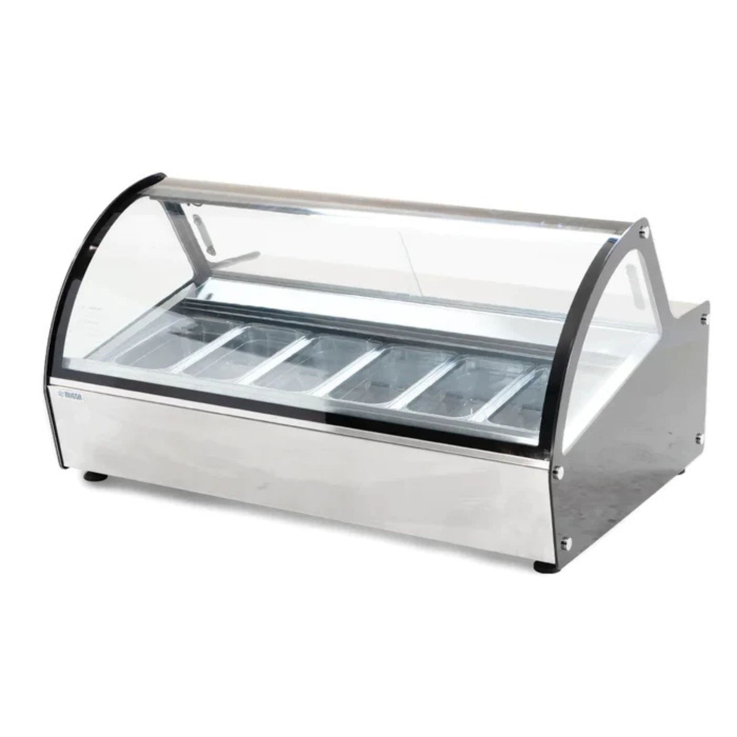 VITRINA EXHIBIDORA DE HELADOS DE 6 INSERTOS SOBRE MOSTRADOR