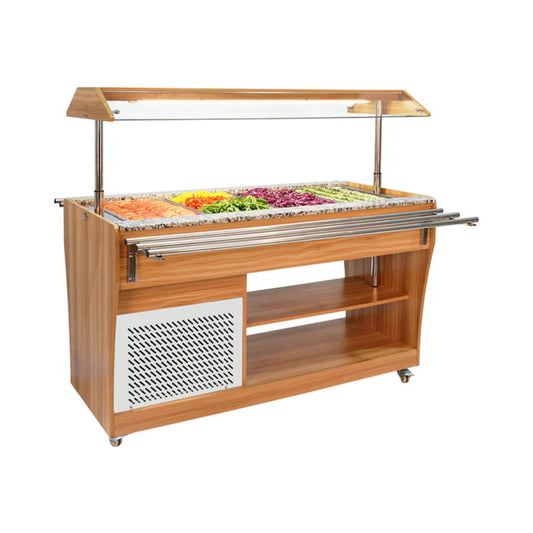 MESA BUFFETERA REFRIGERADA MÓVIL DE 4 INSERTOS ENTEROS