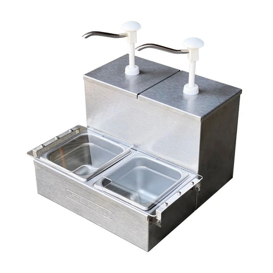 SURTIDOR DE CATSUP Y MOSTAZA 2 DEPÓSITOS CON BOMBA MODELO SC-2