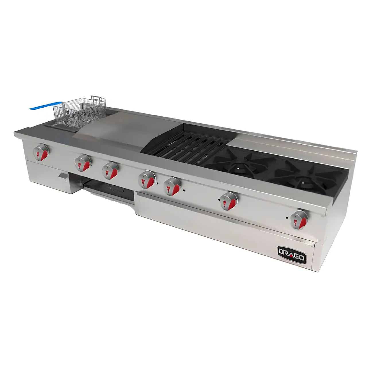 ESTUFA DE MESA CON 2 QUEMADORES, FREIDORA, PLANCHA, ASADOR Y GRATINADOR MODELO UDM SLIM