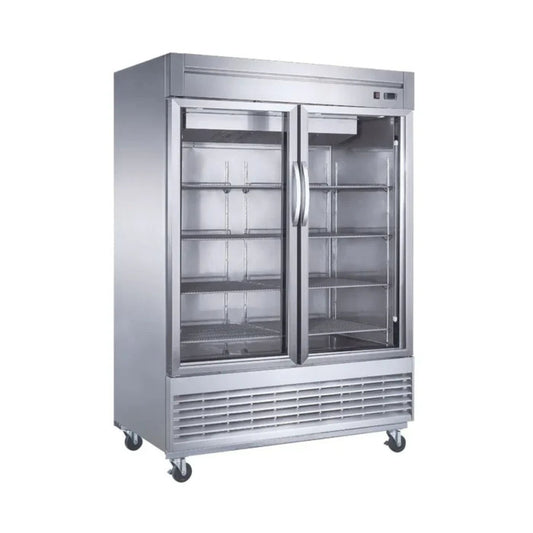 REFRIGERADOR VERTICAL PUERTAS DE CRISTAL EN A.I. DE 47 PIES CÚBICOS