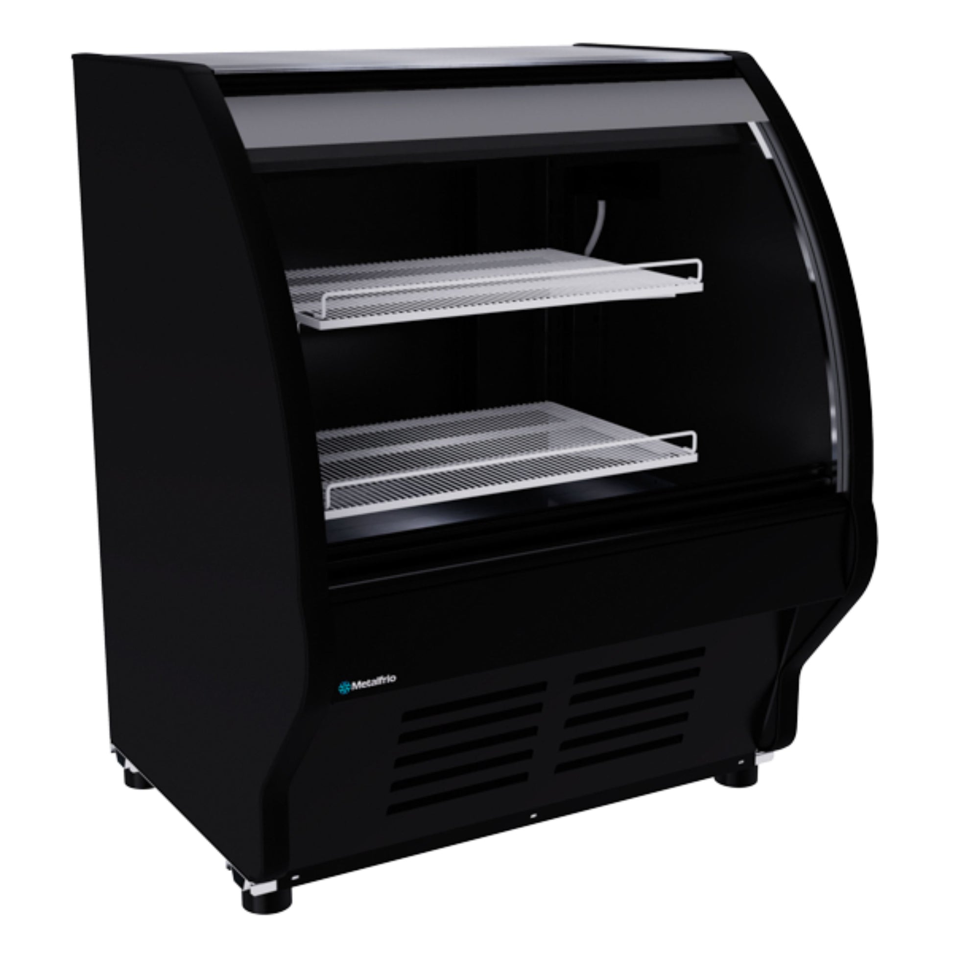 VITRINA REFRIGERADA CON CAPACIDAD DE 458 L CON DOBLE CRISTAL CURVO FRONTAL, 2 PARRILLAS MODELO VCM100 MODELO VCM100